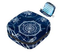 JAVENPROEQT 1 borsa per assorbenti igienici, grande, riutilizzabile, per il primo periodo, per ragazze, donne, donne, 17 x 17 x 12 cm, con bussola blu e mappa del mondo