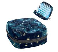JAVENPROEQT 1 borsa per assorbenti igienici, grande, riutilizzabile, per il primo periodo, per ragazze, donne, donne, 17 x 17 x 12 cm, motivo mistico cielo notturno con costellazioni senza cuciture,