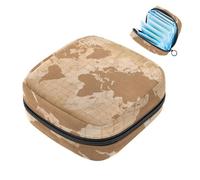 JAVENPROEQT 1 borsa per assorbenti igienici, grande, riutilizzabile, per il primo periodo, per ragazze, donne, donne, 17 x 17 x 12 cm, mappa del mondo vintage