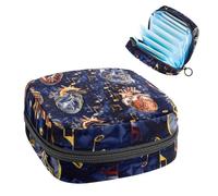 JAVENPROEQT 1 borsa per assorbenti igienici, grande, riutilizzabile, per il primo periodo, per ragazze, donne, donne, 17 x 17 x 12 cm, battito cardiaco su sfondo blu navy, multicolore, 4.7x6.6x6.6