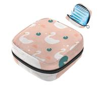 JAVENPROEQT 1 borsa per assorbenti igienici, grande, riutilizzabile, per il primo periodo, per ragazze, donne, donne, 17 x 17 x 12 cm, motivo con cigno, giglio e loto, colore: bianco