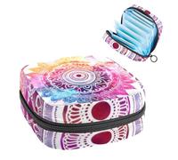 JAVENPROEQT 1 borsa per assorbenti igienici, grande, riutilizzabile, per il primo periodo, per ragazze, donne, donne, 17 x 17 x 12 cm, motivo mandala acquerello colorato, multicolore, 4.7x6.6x6.6