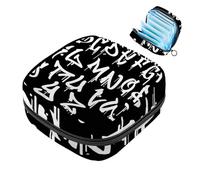 JAVENPROEQT 1 borsa per assorbenti igienici, grande, riutilizzabile, per il primo periodo, per ragazze, donne, donne, 17 x 17 x 12 cm, con lettere dell'alfabeto graffiti