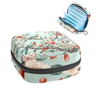 JAVENPROEQT 1 borsa per assorbenti igienici, grande, riutilizzabile, per il primo periodo, per ragazze, donne, donne, 17 x 17 x 12 cm, motivo uccelli su ramo e fiori, multicolore, 4.7x6.6x6.6