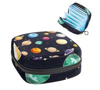 JAVENPROEQT 1 borsa per assorbenti igienici, grande, riutilizzabile, per il primo periodo, per ragazze, donne, donne, 17 x 17 x 12 cm, simboli colorati dei pianeti, multicolore, 4.7x6.6x6.6