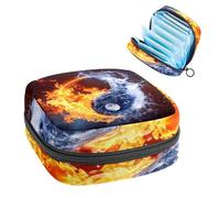 JAVENPROEQT 1 borsa per assorbenti igienici, grande, riutilizzabile, per il primo periodo, per ragazze, donne, donne, 17 x 17 x 12 cm, con simbolo Yin-Yang dell'acqua e del fuoco, multicolore,