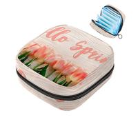 JAVENPROEQT 1 borsa per assorbenti igienici, grande, riutilizzabile, per il primo periodo, per ragazze, donne, donne, 17 x 17 x 12 cm, motivo: fiore di tulipano Hello Spring