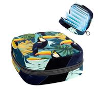 JAVENPROEQT 1 borsa per assorbenti igienici, grande, riutilizzabile, per il primo periodo, per ragazze, donne, donne, 17 x 17 x 12 cm, tucano uccello della giungla, multicolore, 4.7x6.6x6.6