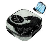 JAVENPROEQT 1 borsa per assorbenti igienici, grande, riutilizzabile, per il primo periodo, per ragazze, donne, donne, 17 x 17 x 12 cm, motivo: lupo nero