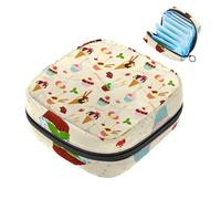 JAVENPROEQT 1 borsa per assorbenti igienici, grande, riutilizzabile, per il primo periodo, per ragazze, donne, donne, 17 x 17 x 12 cm, motivo torte e gelati