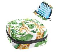JAVENPROEQT 1 borsa per assorbenti igienici, grande, riutilizzabile, per il primo periodo, per ragazze, donne, donne, 17 x 17 x 12 cm, motivo con giraffa e giungla ad acquerelli, multicolore,
