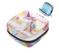 JAVENPROEQT 1 borsa per assorbenti igienici, grande, riutilizzabile, per il primo periodo, per ragazze, donne, donne, 17 x 17 x 12 cm, unicorno magico arcobaleno
