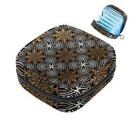JAVENPROEQT 1 borsa per assorbenti igienici, grande, riutilizzabile, per il primo periodo, per ragazze, donne, donne, 17 x 17 x 12 cm, motivo mandala dorato e argento