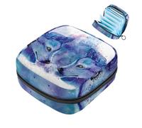 JAVENPROEQT 1 borsa portaoggetti per assorbenti igienici, grande, riutilizzabile, per il primo ciclo mestruale, per ragazze, donne, 17 x 17 x 12 cm, motivo: volti di lupi viola