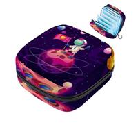JAVENPROEQT 1 borsa portaoggetti per assorbenti igienici, grande, riutilizzabile, per il primo ciclo mestruale, per ragazze e donne, 17 x 17 x 12 cm, universo cosmonauta colorato