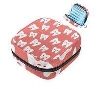 JAVENPROEQT 1 borsa portaoggetti per assorbenti igienici, grande, riutilizzabile, per il primo ciclo mestruale, per ragazze, donne, 17 x 17 x 12 cm, motivo: denti bianchi con volti divertenti