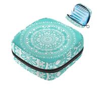 JAVENPROEQT 1 borsa portaoggetti per assorbenti igienici, grande, riutilizzabile, per il primo periodo, per ragazze, donne, donne, 17 x 17 x 12 cm, mandala verde boho indiano, multicolore, 4.7x6.6x6.6