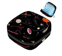 JAVENPROEQT 1 borsa portaoggetti per assorbenti igienici, grande, riutilizzabile, per il primo periodo, per ragazze, donne, donne, 17 x 17 x 12 cm, multicolore spazio, stelle, pianeta, arancione