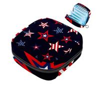 JAVENPROEQT 1 borsa portaoggetti per assorbenti igienici, grande, riutilizzabile, per il primo periodo, per ragazze, donne, donne, 17 x 17 x 12 cm, motivo con bandiera USA e stelle, colore nero