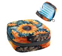 JAVENPROEQT 1 borsa portaoggetti per assorbenti igienici, grande, riutilizzabile, per il primo periodo, per ragazze, donne, donne, 17 x 17 x 12 cm, fiori di girasole acquerelli, multicolore,