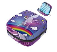 JAVENPROEQT 1 borsa portaoggetti per assorbenti igienici, grande, riutilizzabile, per ragazze e donne, 17 x 17 x 12 cm, divertente unicorno che suona la chitarra
