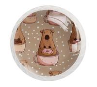 JAVENPROEQT 12 pomelli in cristallo da 35 mm, con vite, per cassetti, armadi, armadi, casa, camera da letto, camera da letto, decorazione per la camera dei bambini, carini e divertenti capibara in