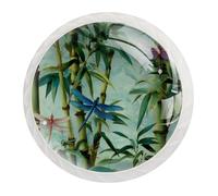JAVENPROEQT 12 pomelli in cristallo da 35 mm, per porte, armadietti, maniglie con vite per cassetti, armadi, armadi, casa, camera da letto, camera dei bambini, decorazione boschetto di bambù con steli