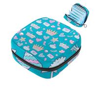 JAVENPROEQT Borsa portatile per assorbenti igienici, borsa per coppette mestruali femminili per ragazze adolescenti, kit per primo ciclo mestruale, motivo corona con elementi carini, multicolore,