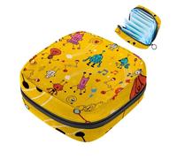 JAVENPROEQT Borsa portatile per assorbenti igienici, borsa per coppette mestruali femminili per ragazze adolescenti, kit per primo ciclo di tamponi, divertente lampadina robot, motivo giallo