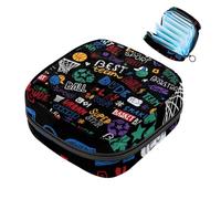 JAVENPROEQT Borsa portatile per assorbenti igienici, borsa per coppette mestruali femminili per ragazze adolescenti, kit per primo ciclo mestruale, graffiti da basket