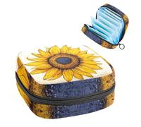 JAVENPROEQT Borsa portatile per assorbenti igienici, borsa per coppette mestruali femminili per ragazze adolescenti, kit primo ciclo tamponi, girasole disegnato a mano, multicolore, 4.7x6.6x6.6