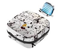 JAVENPROEQT Borsa portatile per assorbenti igienici, coppetta mestruale, per donne adolescenti, kit per primo ciclo mestruale, note musicali antiche