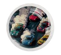 JAVENPROEQT Confezione da 12 pomelli colorati a forma di auto da corsa e tracce di pneumatici, per cassettiere, cassettiere, armadi, mobili, per casa, cucina, camera da letto