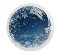 JAVENPROEQT Confezione da 12 pomelli e tiranti natalizi invernali con fiocchi di neve bianchi e sfondo blu, per cassettiera, armadio, armadio, mobili, maniglie per casa, cucina, camera da letto