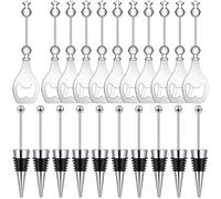 JAVERGGN Set di 10 chiusure decorative per bottiglie di vino con perle, 10 fornelli riutilizzabili in lega