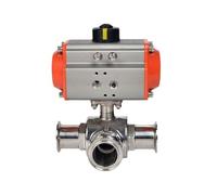 JAVJIYAI 1.5" Tri Clamp OD32mm Pipe 304 Stainless Steel Three-Way Ball Valve L Type