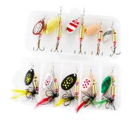 Javoryxh 10 Cucchiaio Metallo Duro Spinner Esche Esche per Pesci Spinner Swimbaits Paillettes Colorate Gancio Triplo Ami Set Cucchiai da Pesca Paillettes