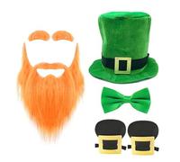 Javoryxh Barba e cappello a cilindro Bowtie Costume Set per StPatrick Day Holiday Props Irish National Day Celebration Festival Accessori