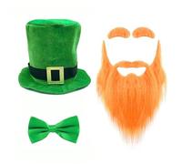 Javoryxh Barba e cappello a cilindro Bowtie Costume Set per StPatrick Day Holiday Props Irish National Day Celebration Festival Accessori