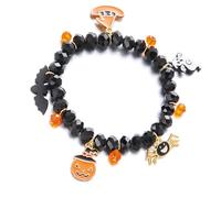 Javoryxh Bracciale Con Ciondolo Unico Gioielli In Lega Design Accenti Per Feste E Regali Halloween. Bracciale Pipistrello Zucca