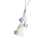 Javoryxh Portachiavi Per Gatti Floccati Portatili/Cinghia Cellulare Materiali In Resina Adorabile Amante Degli Animali Domestici Regalo Zainetto Decorazione Ciondolo Portachiavi Floccato Borse
