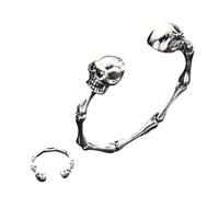 Javoryxh Set Gioielli Con Osso Scheletro Bracciale Regolabile Regolabili Mano Struttura In Lega Unisex Gioielli Con Teschio