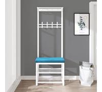 JAVPTAV Appendiabiti ad albero industriale con portascarpe e panca for ingresso di piccoli appartamenti(Blue,60CM)