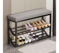 JAVPTAV Panca con struttura in metallo for piccoli spazi, design sottile for ingresso, camera da letto, fine letto, mobiletto portascarpe compatto(A)