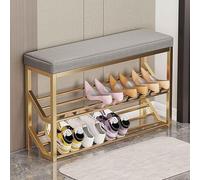 JAVPTAV Panca con struttura in metallo for piccoli spazi, design sottile for ingresso, camera da letto, fine letto, mobiletto portascarpe compatto(D)