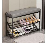 JAVPTAV Panca con struttura in metallo for piccoli spazi, design sottile for ingresso, camera da letto, fine letto, mobiletto portascarpe compatto(C)