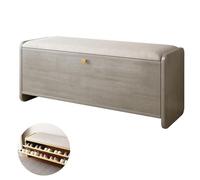 JAVPTAV Panca portascarpe da ingresso con 3 ripiani e cassetto marrone scuro(Grey,L31.5(80cm))