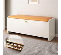 JAVPTAV Panca portascarpe da ingresso con 3 ripiani e cassetto marrone scuro(White,L31.5(80cm))