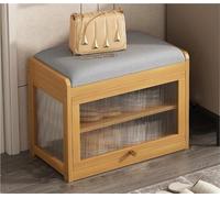 JAVPTAV Panca portascarpe in bambù con seduta comoda, scarpiera a 2 ripiani, for ingresso, camera da letto, piccola panca d'ingresso con vano portascarpe(Beige-c,50cm/19.7in)