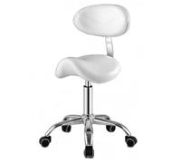 JAVPTAV Sedia a sella for scrivania in piedi, sgabello a gas regolabile in altezza con ruote e supporto for la schiena, ideale for l'ufficio domestico(White)
